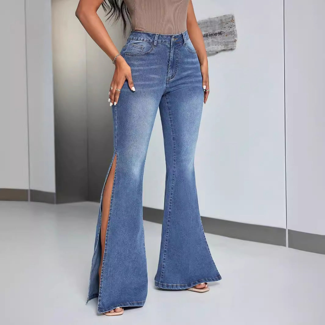 Vintage Flare Jeans with High Split