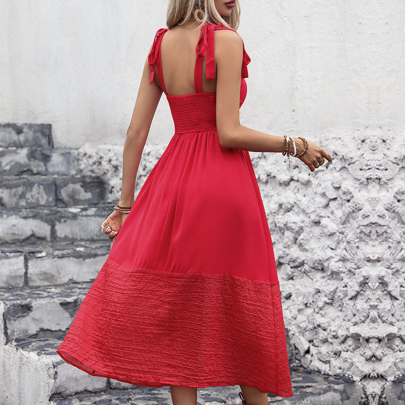 Summer Lace-Up Halter Dress