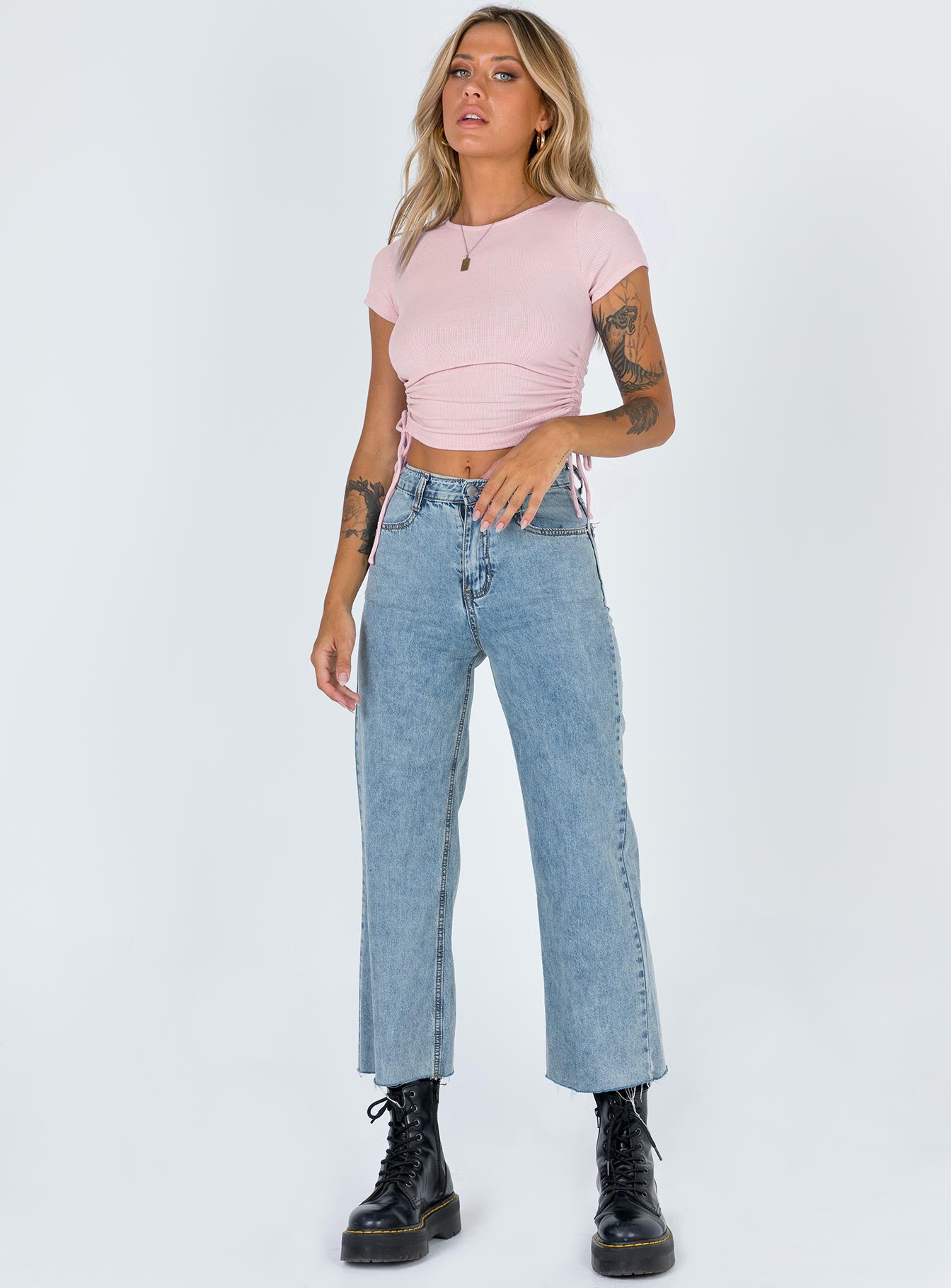 V-Neck Drawstring Crop Top