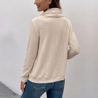 High Collar Drawstring Pullover Sweater