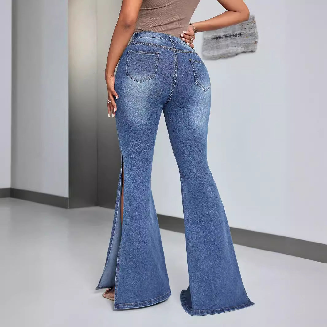 Vintage Flare Jeans with High Split