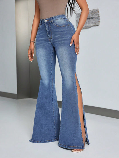 Vintage Flare Jeans with High Split