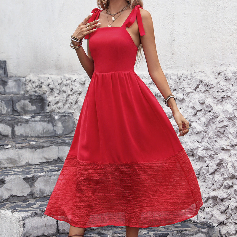 Summer Lace-Up Halter Dress